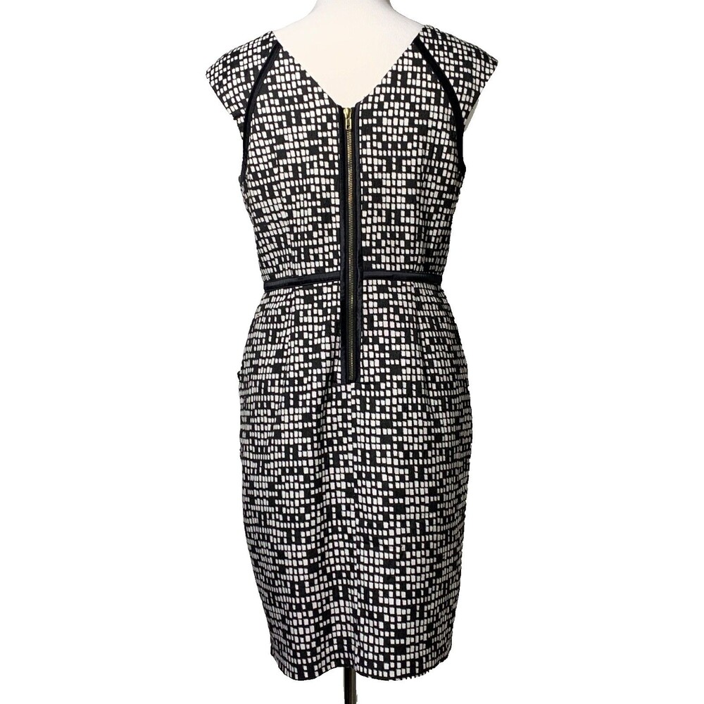 Adrianna Papell Dress Womens 8P Geometric Pixel Sleeveless Sheath Lined Career - Picture 3 of 8